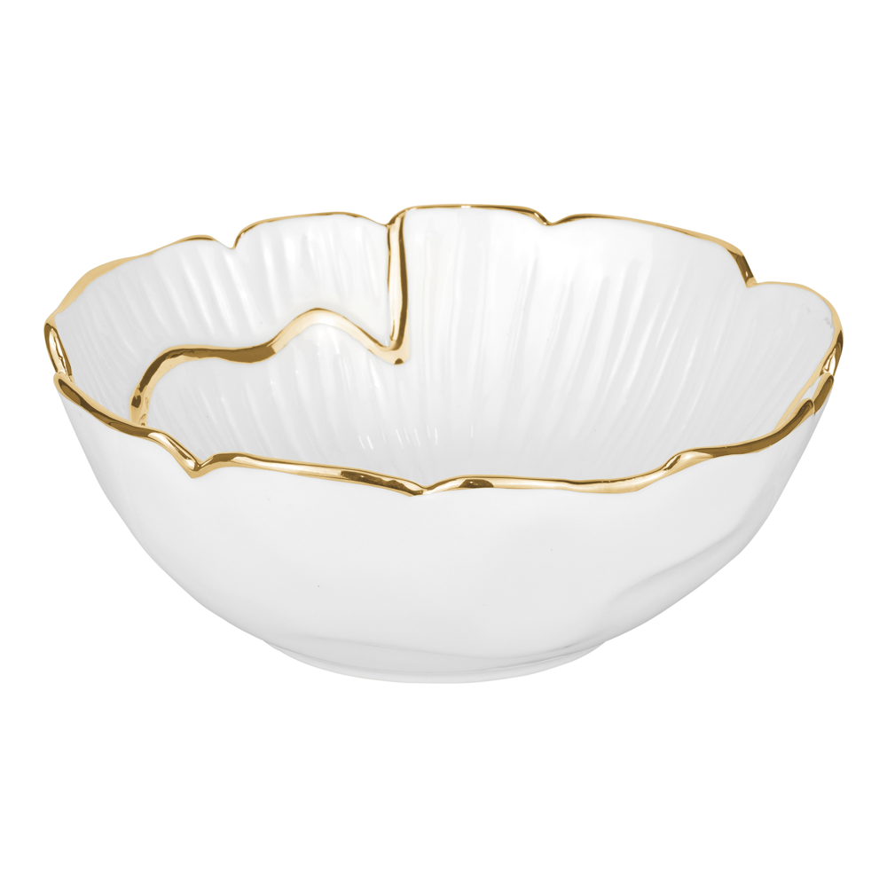 Porcelain White & Gold Serving Bowl