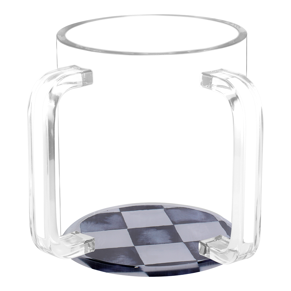 Lucite Wash Cup with Chic Checkered Base