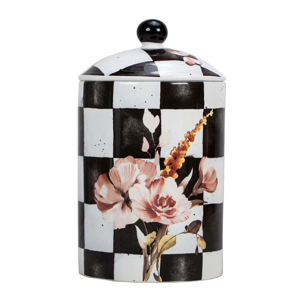 Chic Checkered Porcelain Cookie Jars