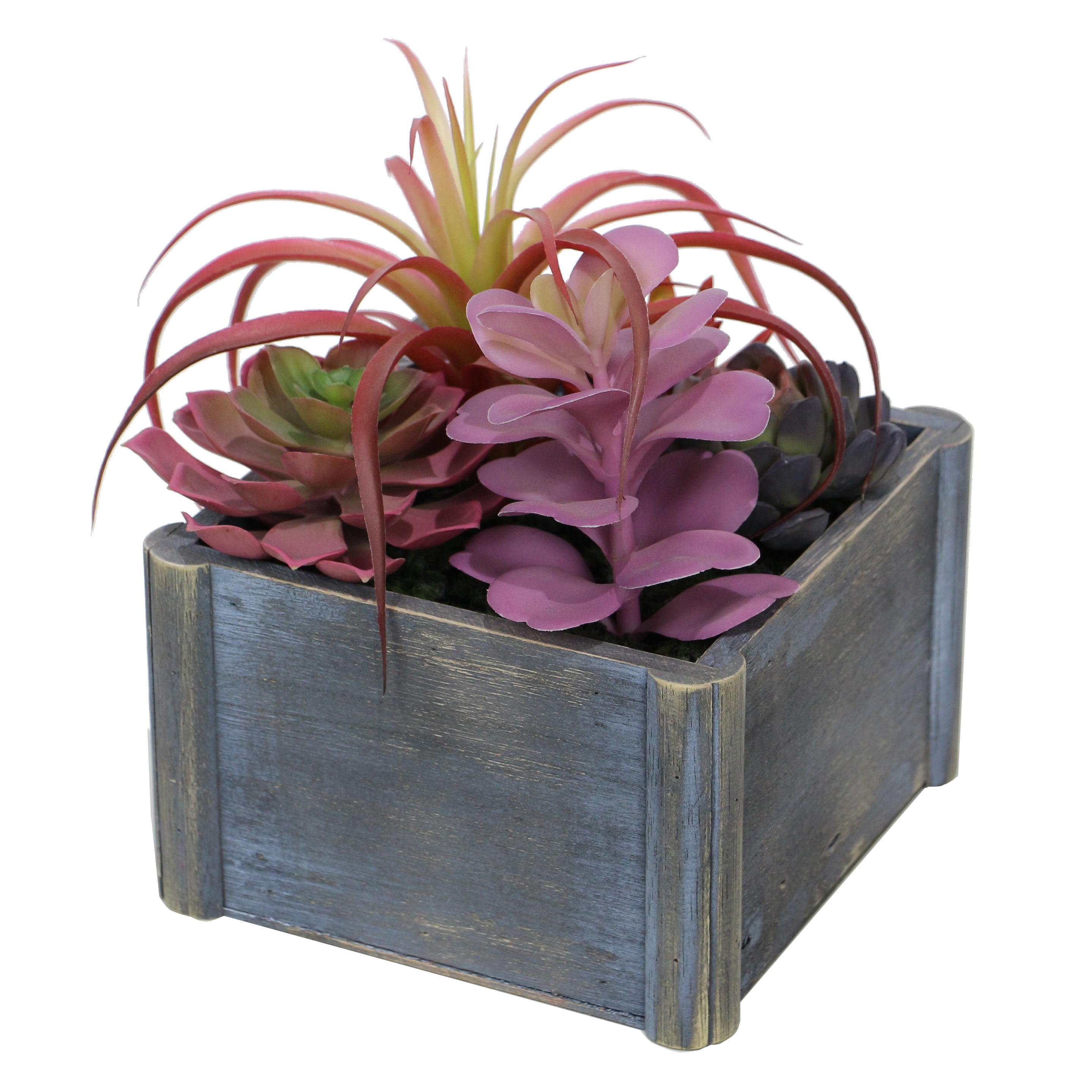 Desert Pinks Lifelike Plant in Rustic Wooden Pot