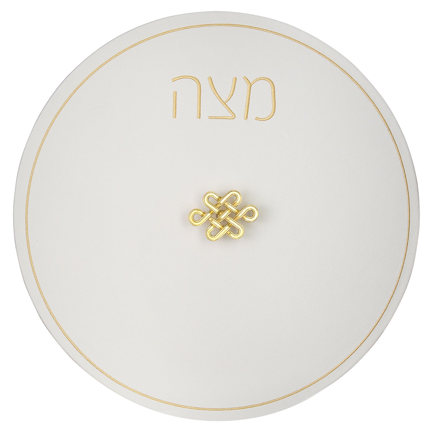 Lucite Matzah Box with White Leatherette Cover and Knot Handle