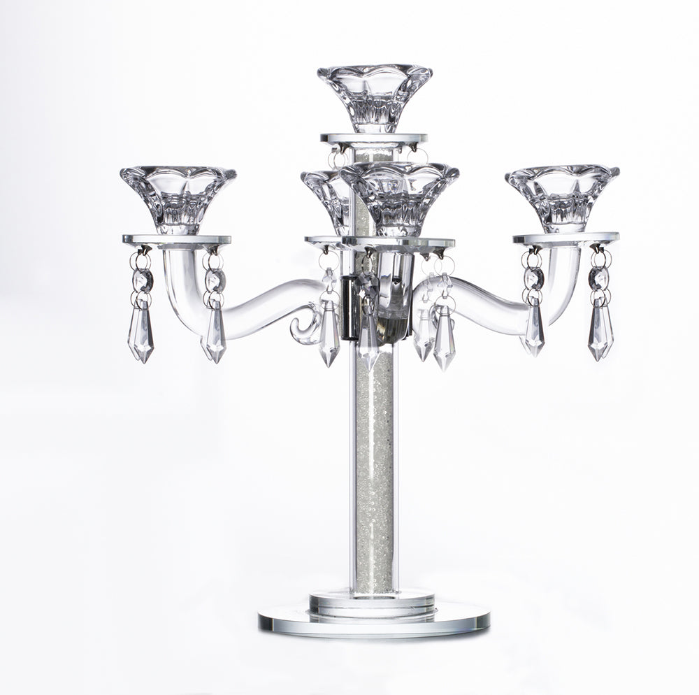 Crystal Candelabra 5 Arms Medallions with Crushed Inner Gemstones