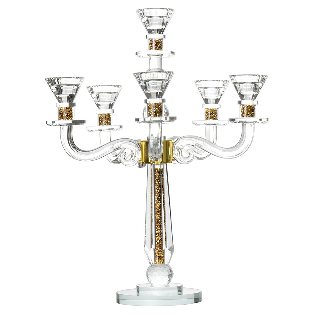 Crystal Candelabra with 6 Arms and Inner Gemstones