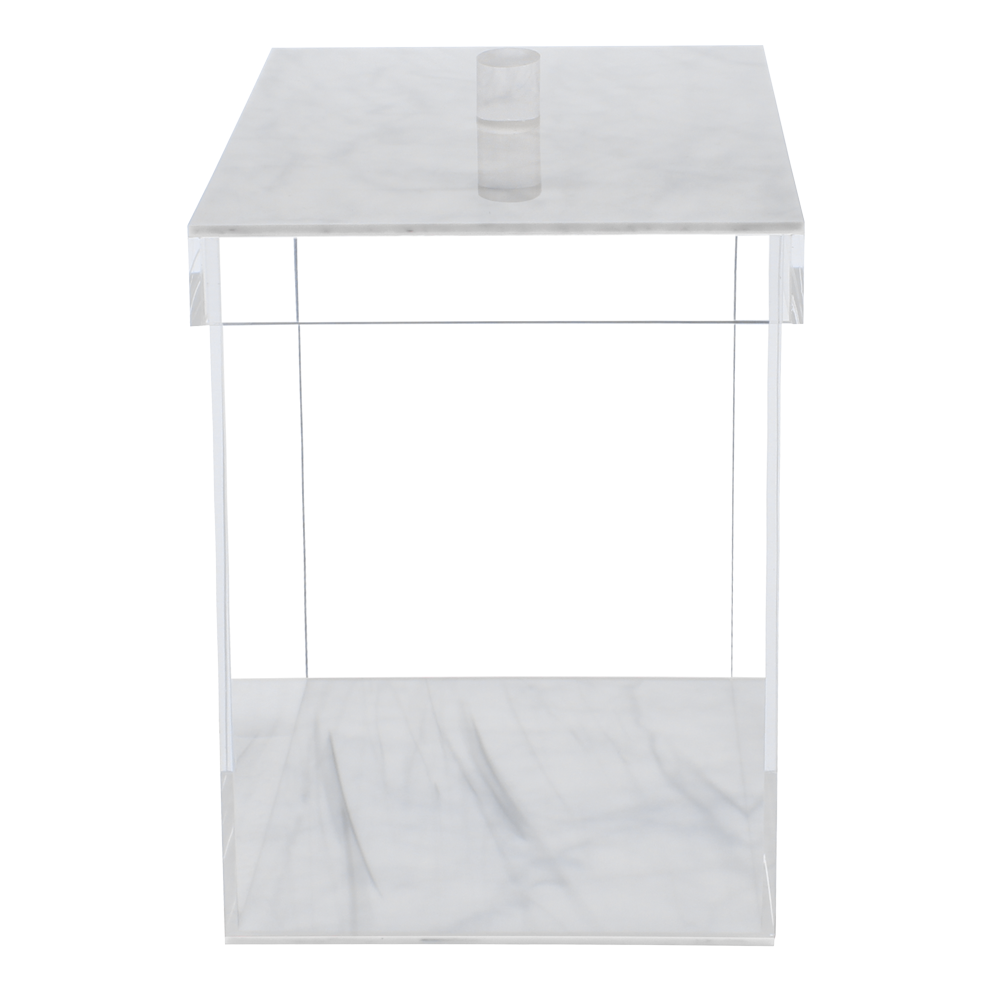Lucite Cookie Jar with Lid White Marble Design