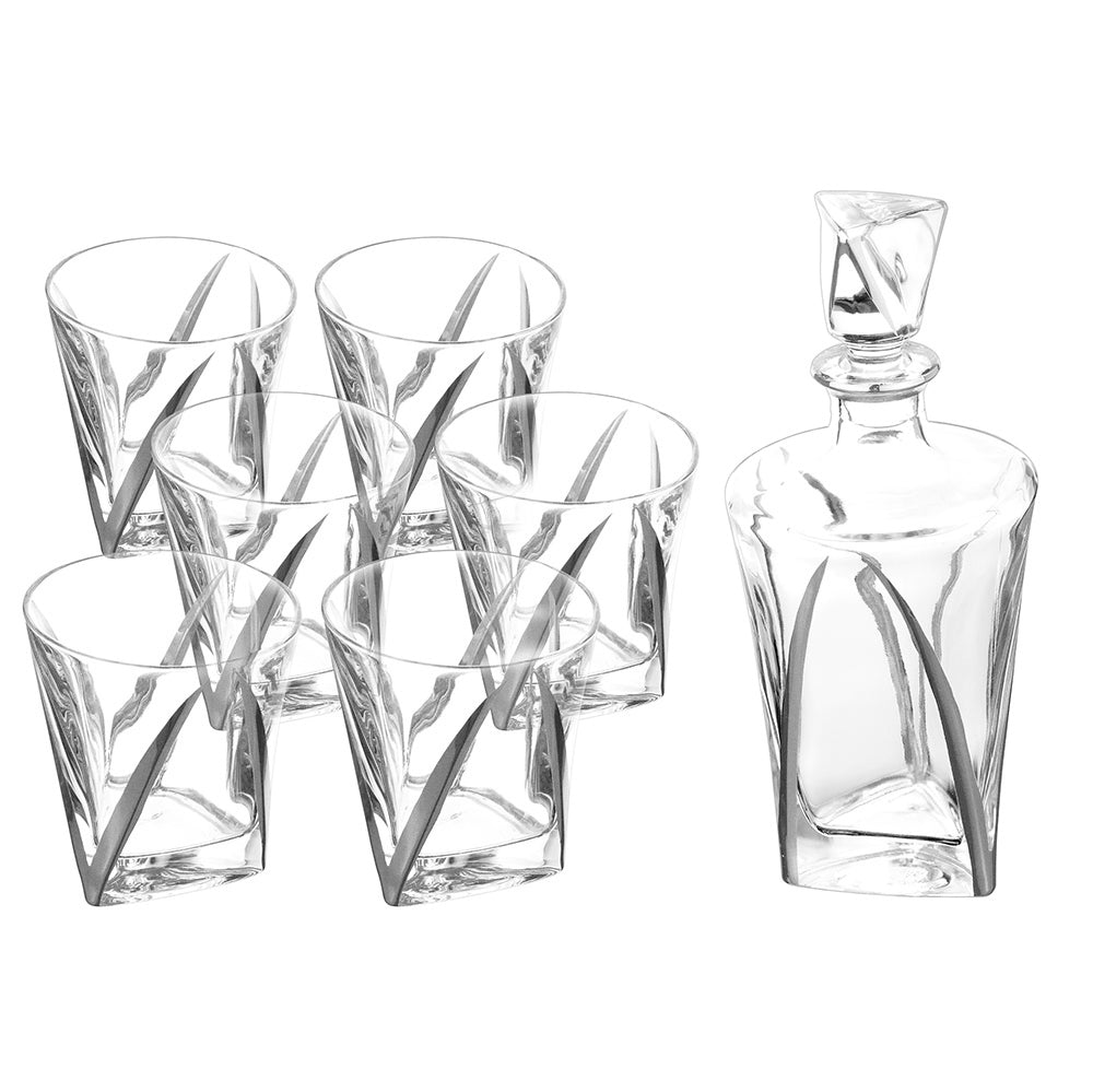 Simplistic Crystal Decanter with 6 Cups Set