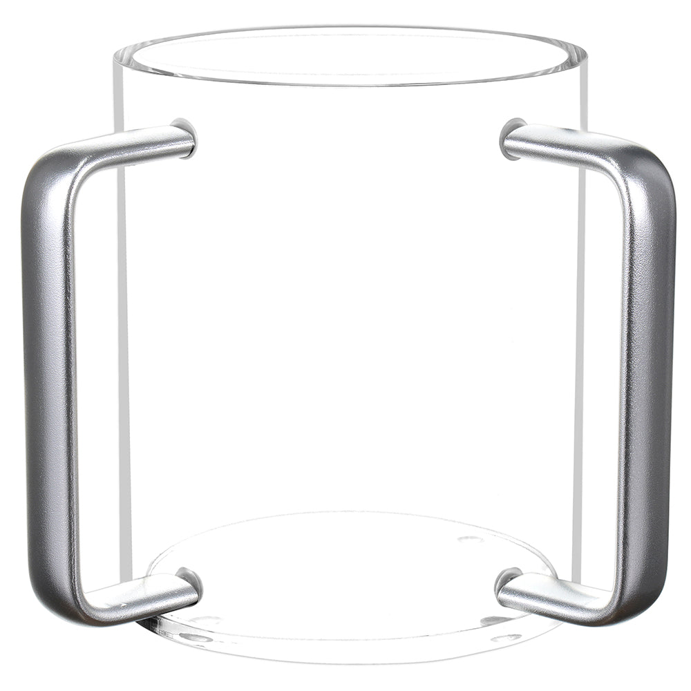 Lucite Wash Cup with Mirrored Silver Metal Handles