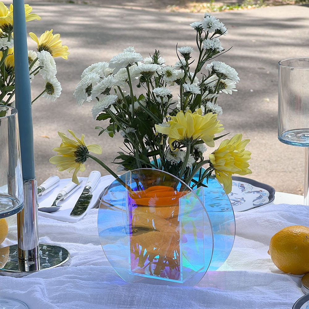Lucite Iridescent Round Vase