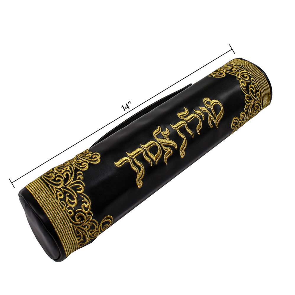 Black Leatherette Megillah Case Gold Royal Design