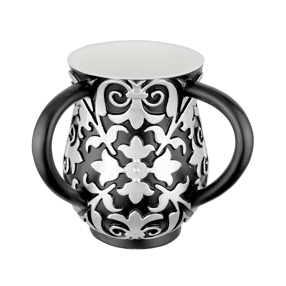 Black Silver Swirled Design Wash Cup