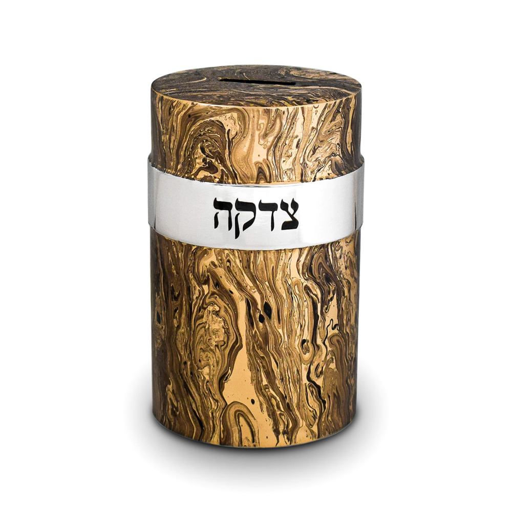 Black and Gold Marble Design Tzedakah Box