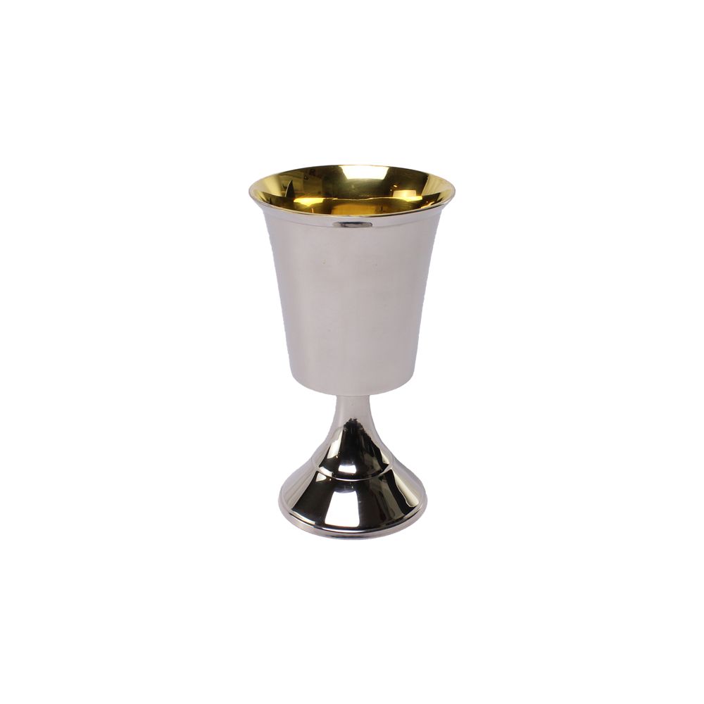 Brass Kiddush Cup with High Polish Nickel Finish