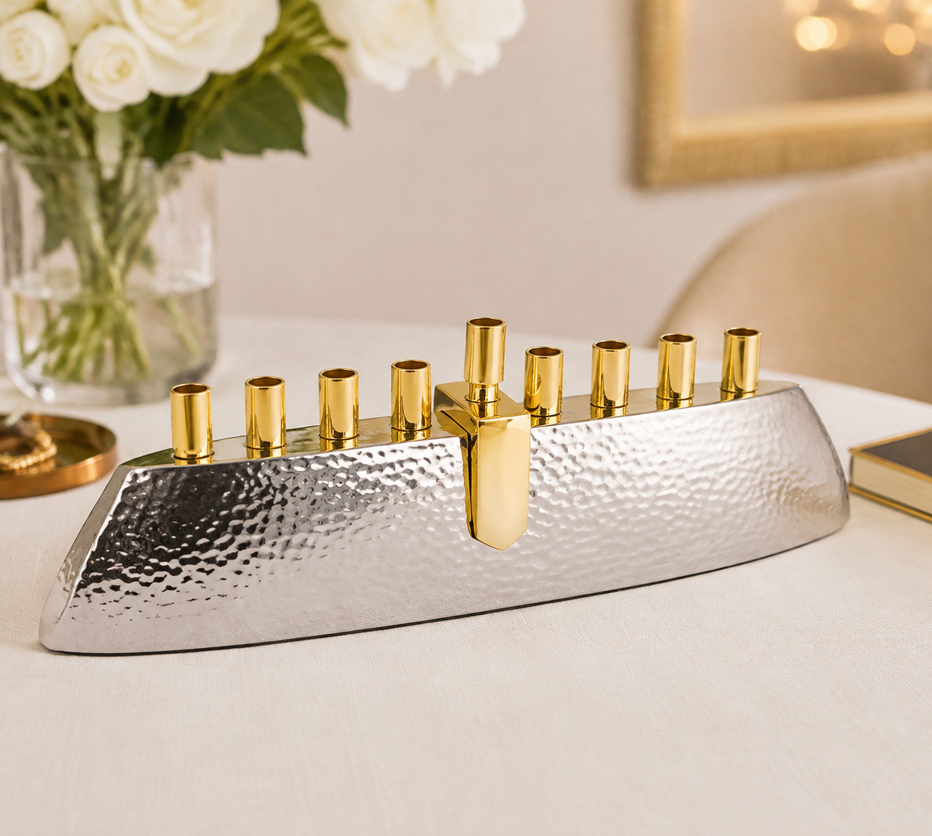 Aluminium Hammered Menorah