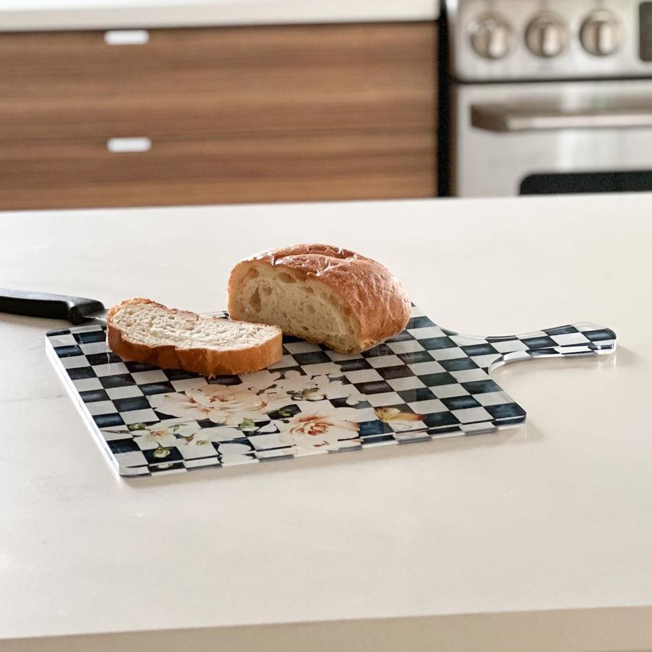 Chic Checkered Lucite Board with Handle