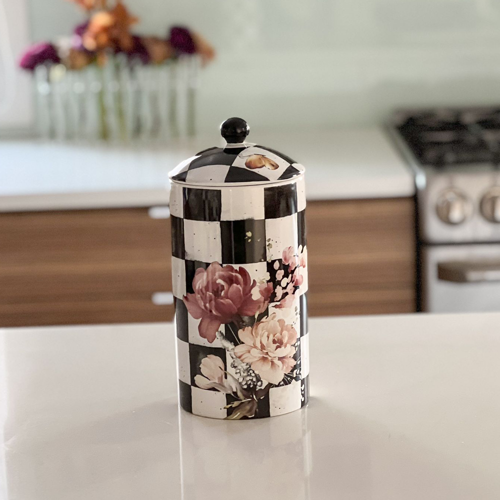 Chic Checkered Porcelain Cookie Jars