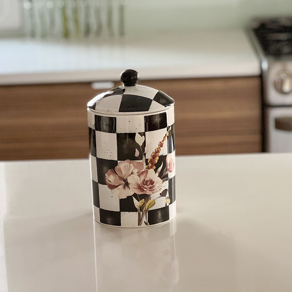 Chic Checkered Porcelain Cookie Jars