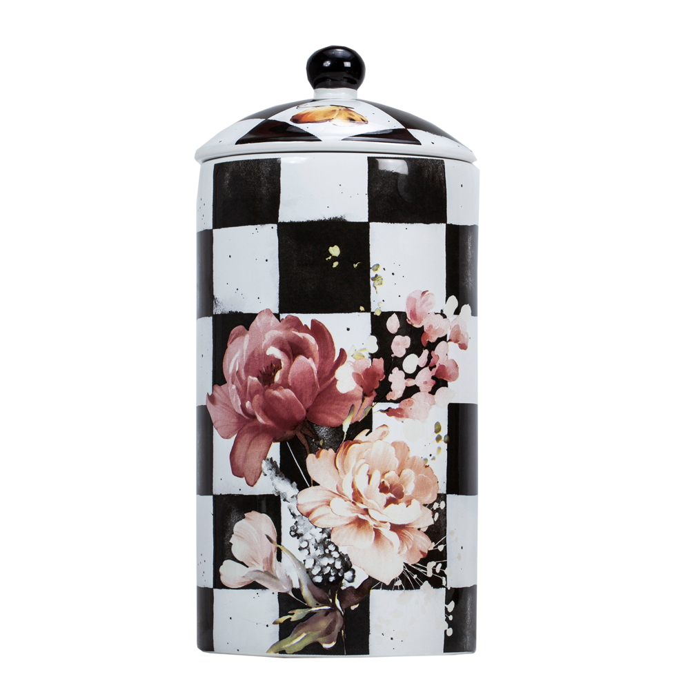 Chic Checkered Porcelain Cookie Jars