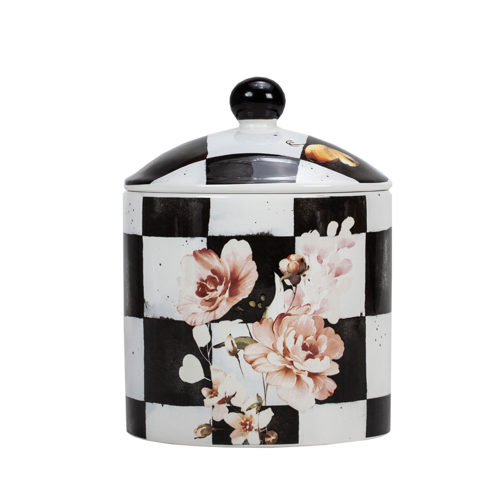 Chic Checkered Porcelain Cookie Jars