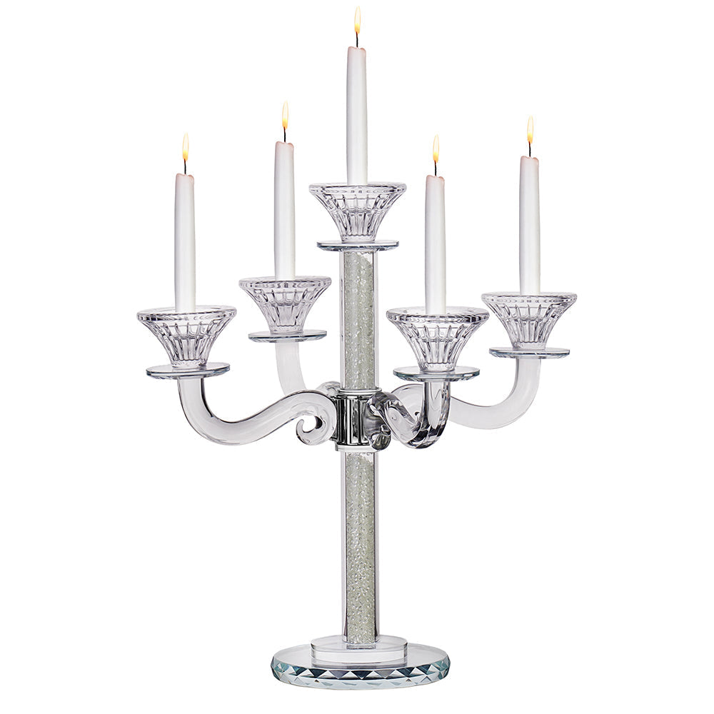 Crystal Candelabra 5 Arms with Crushed Inner Gemstones