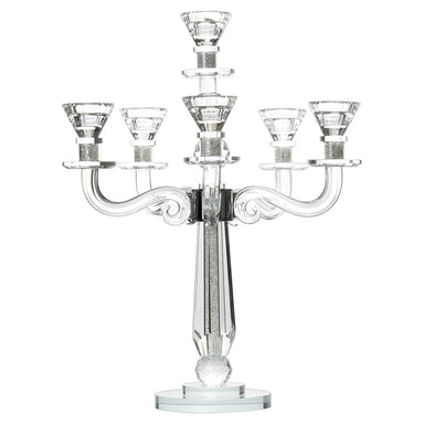 Crystal Candelabra with 6 Arms and Inner Gemstones