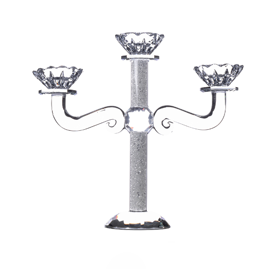 Crystal Candelabra with Crushed Inner Gemstones - 3 Arms