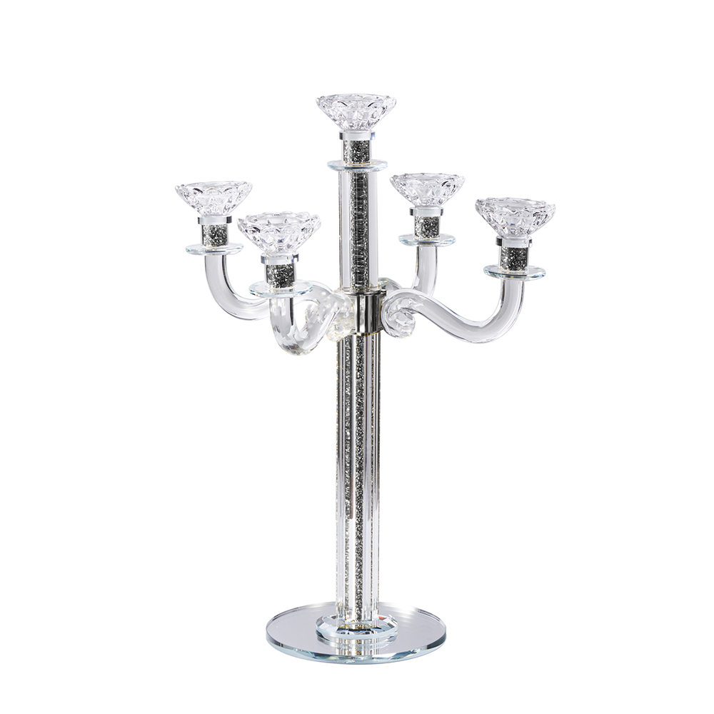 Crystal Candelabra with Mirrored Base 5 Arms