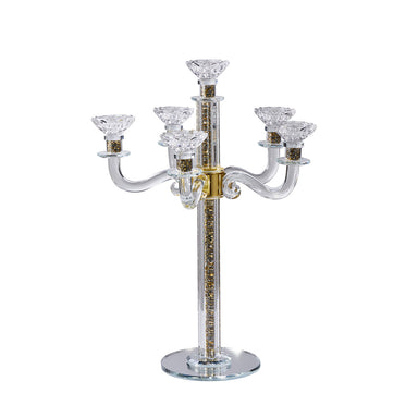 Crystal Candelabra with Mirrored Base 6 Arms