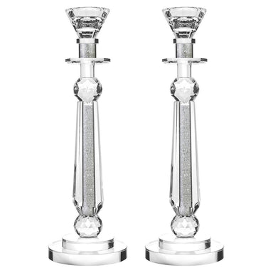 Crystal Candlestick with Crushed Gemstones