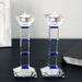 Crystal Candlesticks Square Design Set of 2 - Blue