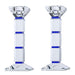 Crystal Candlesticks Square Design Set of 2 - Blue