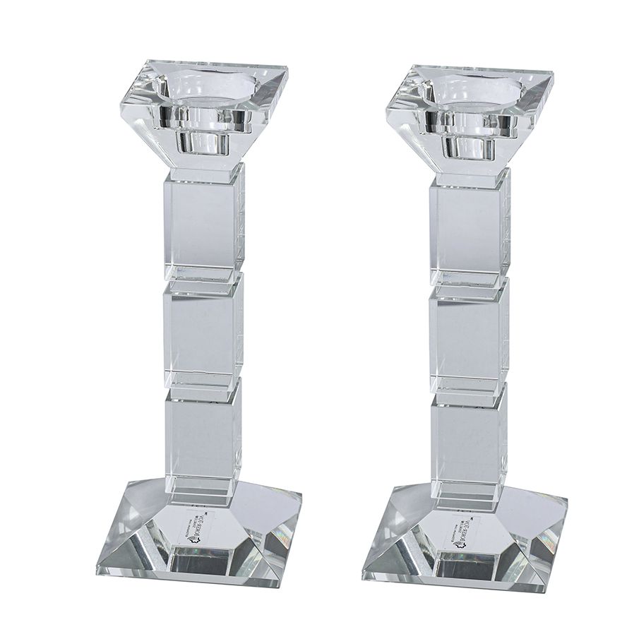 Crystal Candlesticks Square Design Set of Two