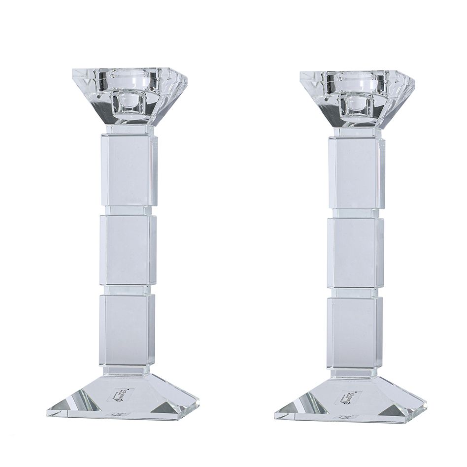 Crystal Candlesticks Square Design Set of Two