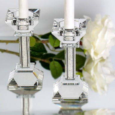 Crystal Candlesticks with Crushed Gemstones