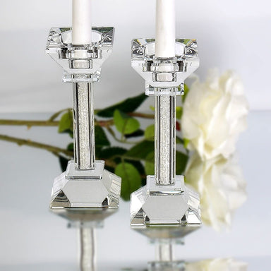 Crystal Candlesticks with Crushed Gemstones