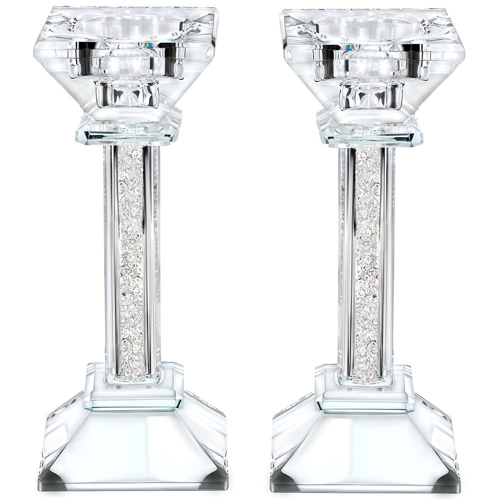 Crystal Candlesticks with Crushed Gemstones