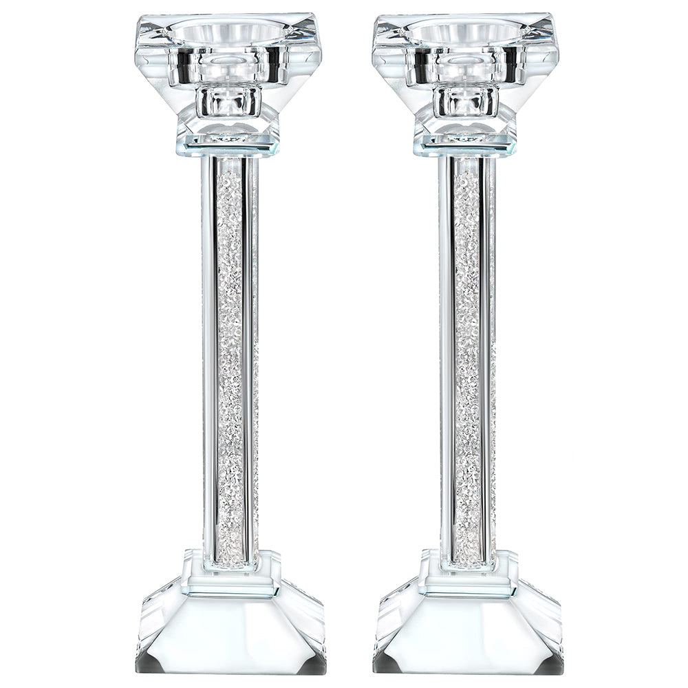 Crystal Candlesticks with Crushed Gemstones