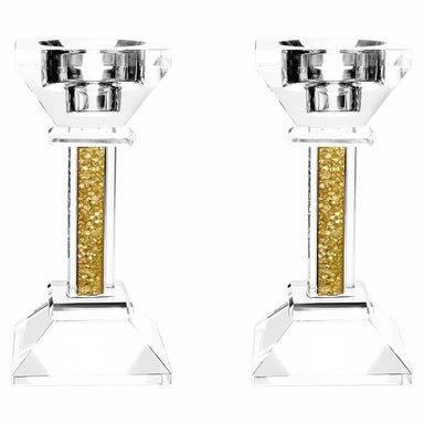 Crystal Candlesticks with Crushed Gemstones