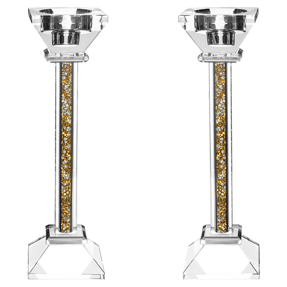 Crystal Candlesticks with Crushed Gemstones