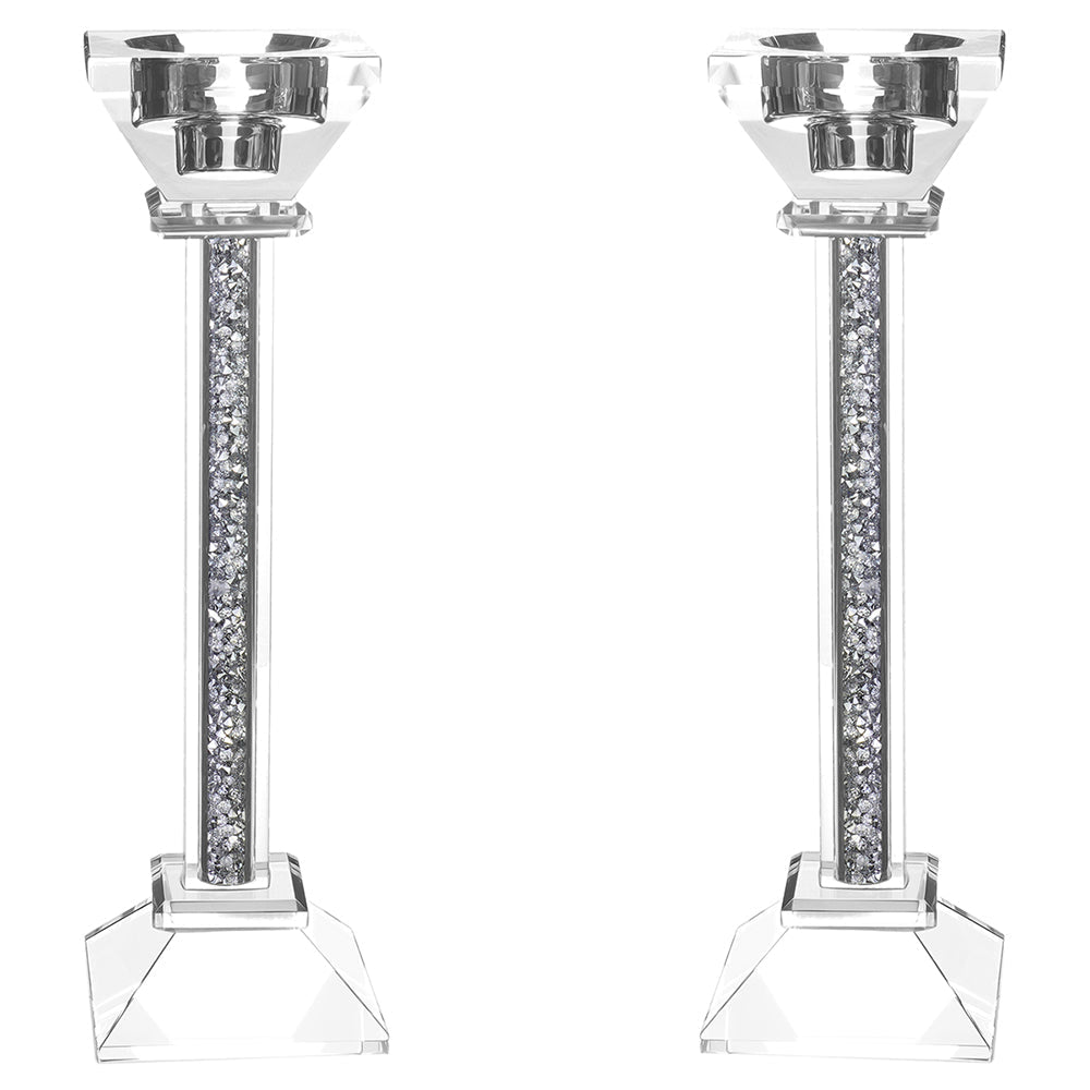 Crystal Candlesticks with Crushed Gemstones