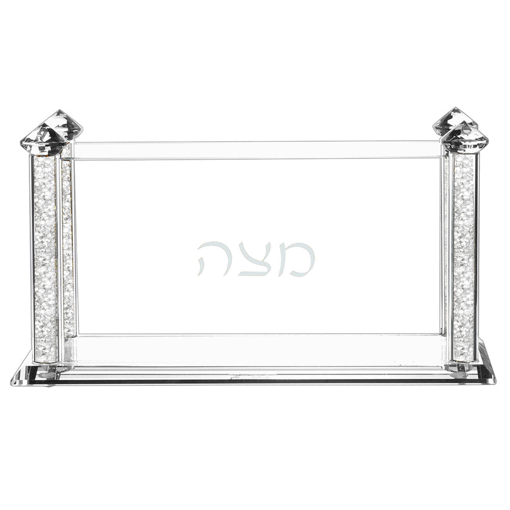 Crystal Square Matzah Box with Decorative Gemstones