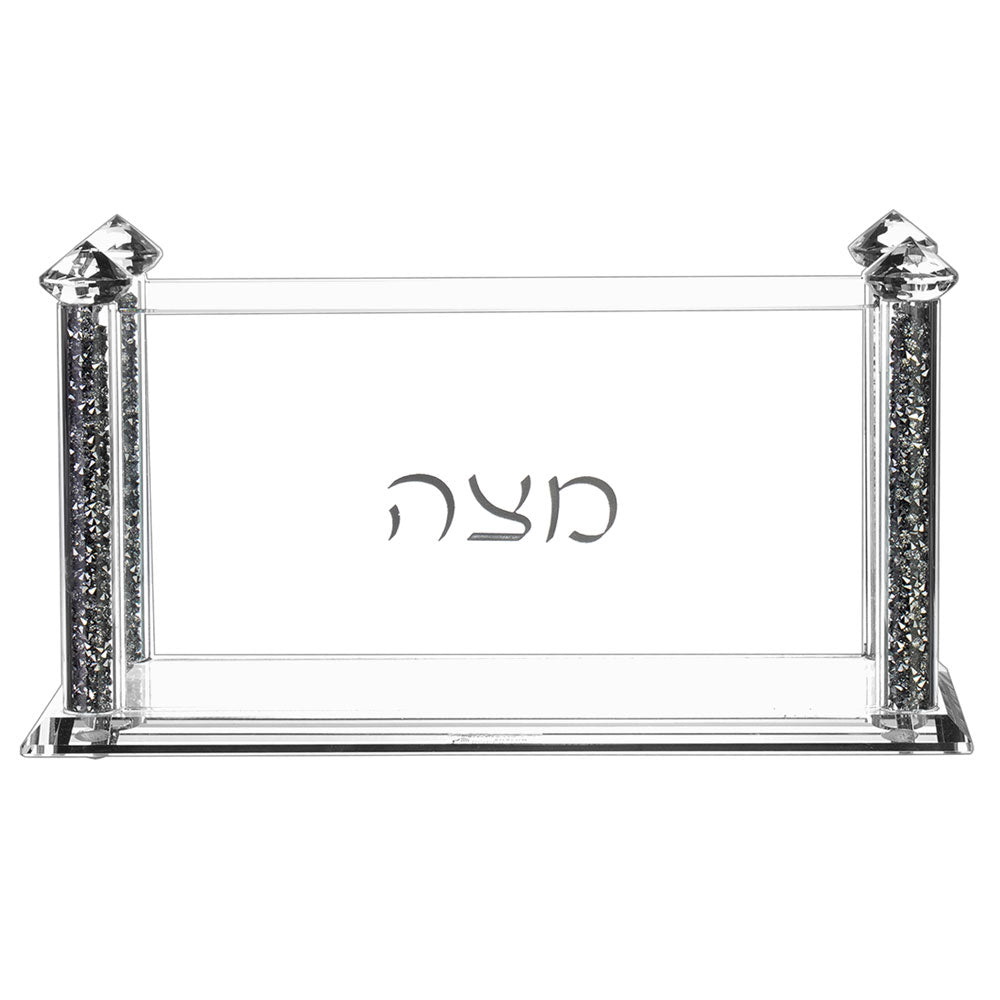 Crystal Square Matzah Box with Decorative Gemstones