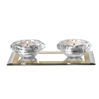 Crystal Tealights Holder with Tray