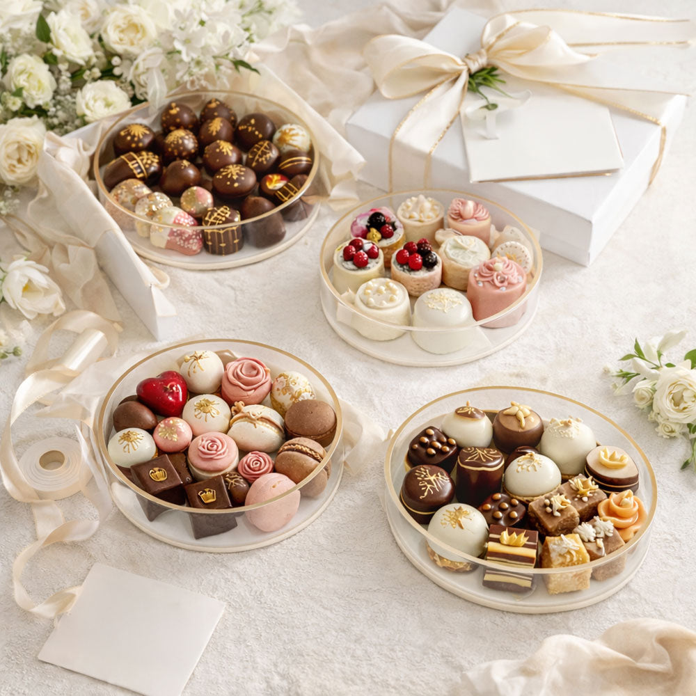 Lucite White & Gold Dessert Plates 4pk