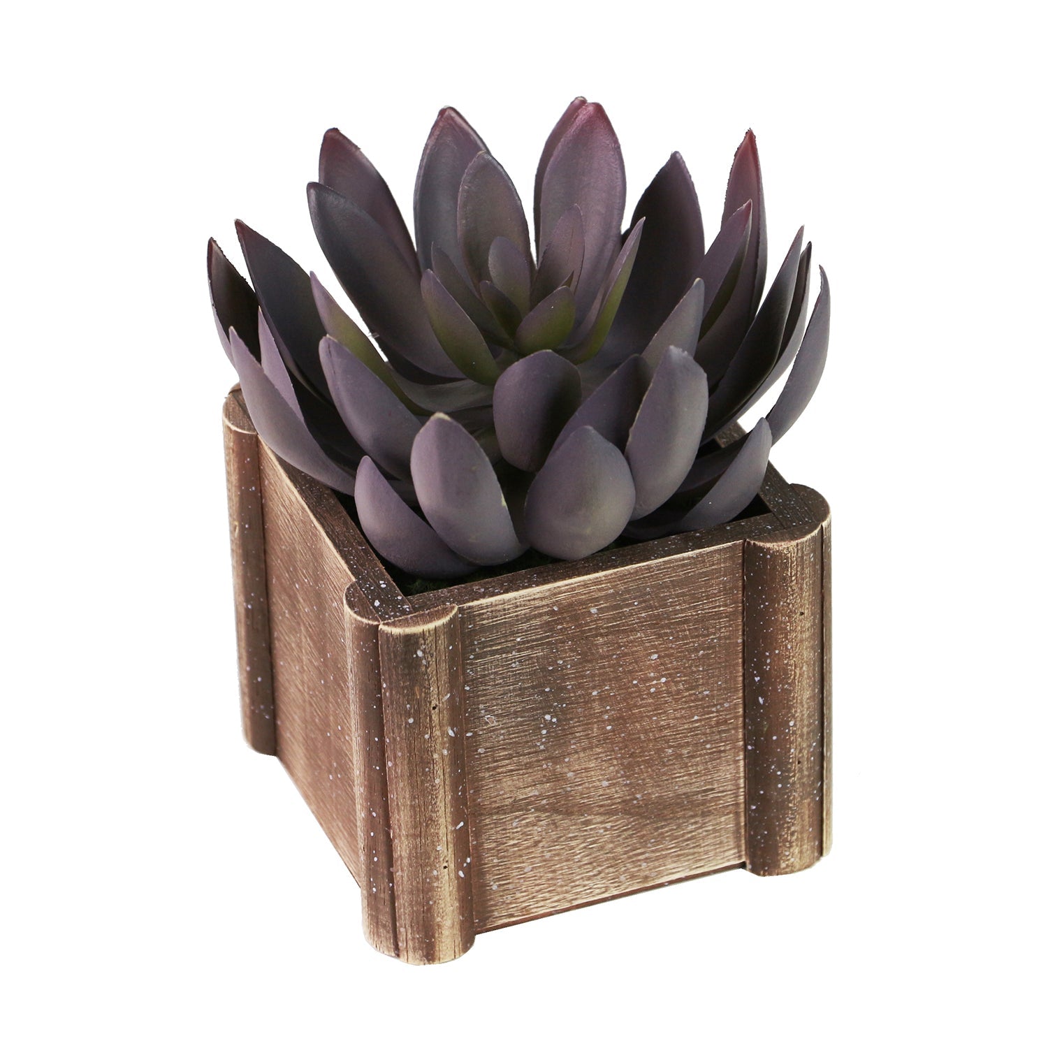 Eggplant Lifelike Plant in Rustic Wooden Pot