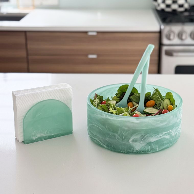 Resin Sage Green Salad Bowl