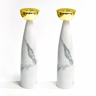 Grey Marble Candlesticks with Gold Holders