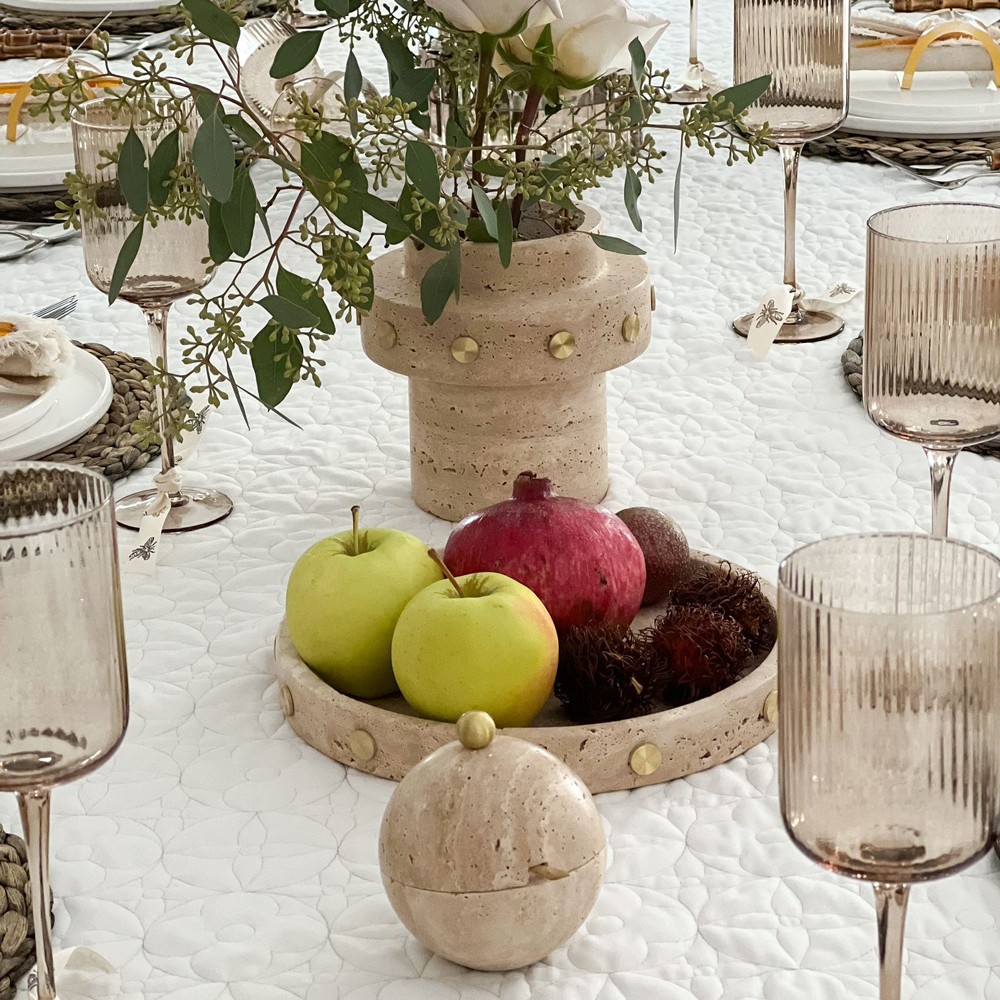 Travertine Honey Dish