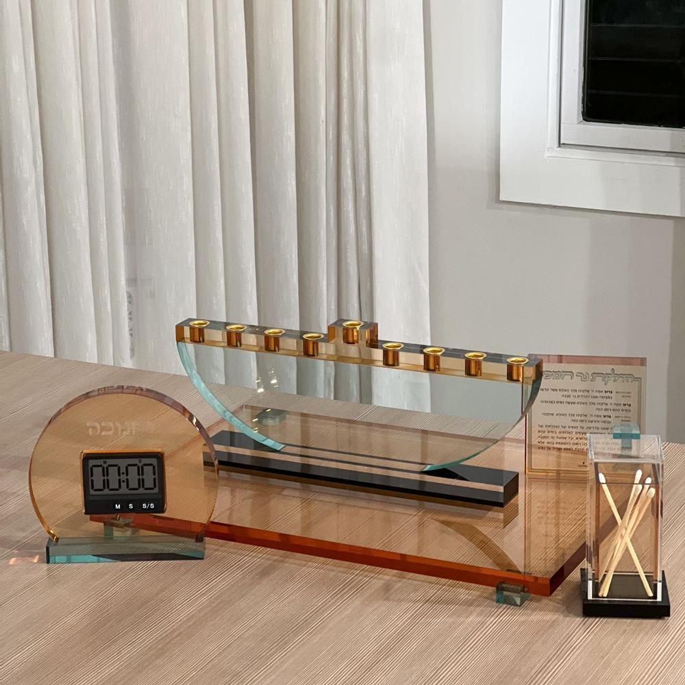 Amber, Teal & Black Lucite Matchbox