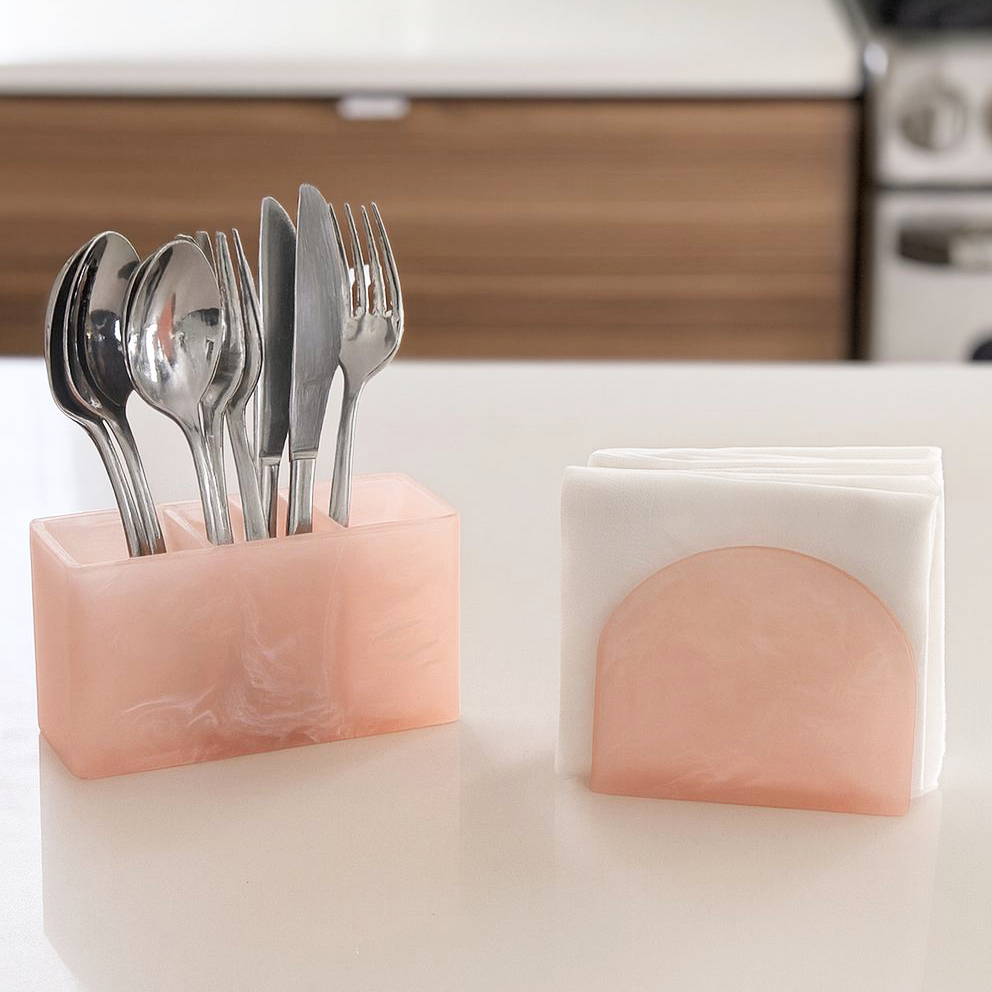 Resin Rose Haven Utensils Caddy