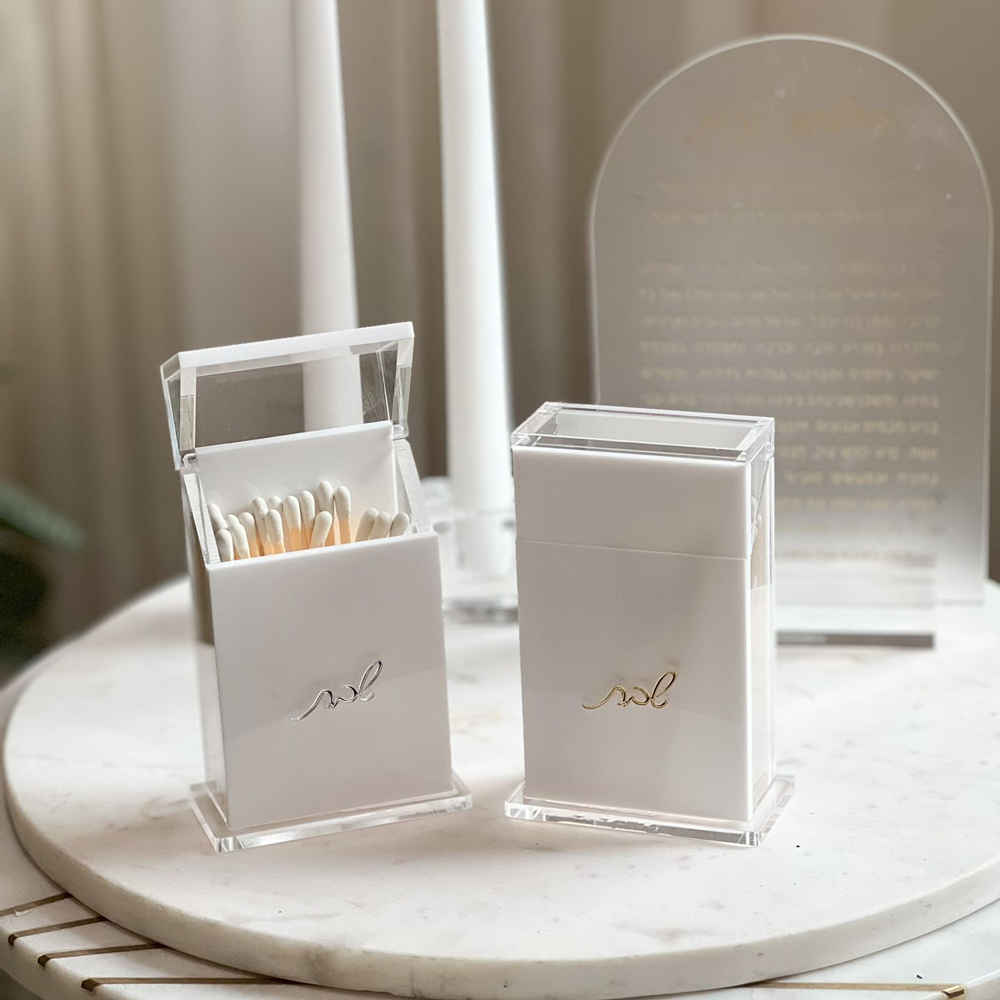  Lucite Matches Box with Matches Text Design (Gold)