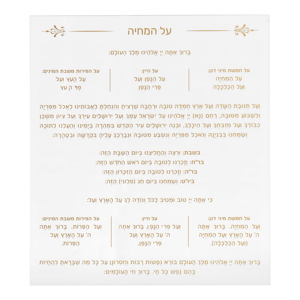 Lucite Birchas Hamazon Cards Set of 8 Ashkenaz